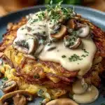 Mozzarella-Rösti mit Zwiebel-Pilzrahmsauce: Cremig, Knusprig, Schnell 10 153