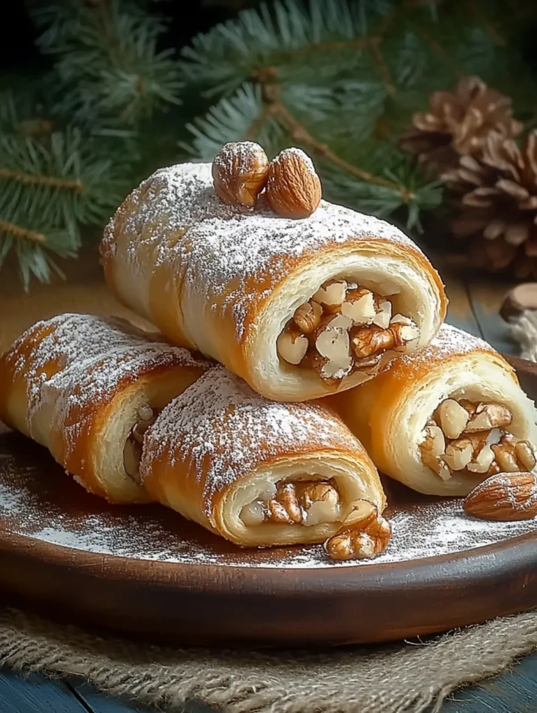 Saftige Rumänische Nusshörnchen (Cornulețe) Rezept: Zarter Sauerrahmteig & Haselnussfüllung
