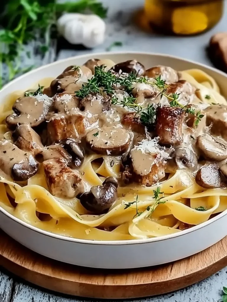 Tagliatelle mit cremiger Pilzsoße und Hackbällchen – Einfaches Familienrezept
