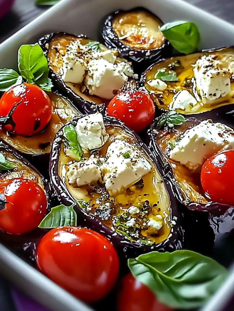 Knusprige Auberginen mit Feta & Kirschtomaten aus dem Ofen – Einfaches Rezept