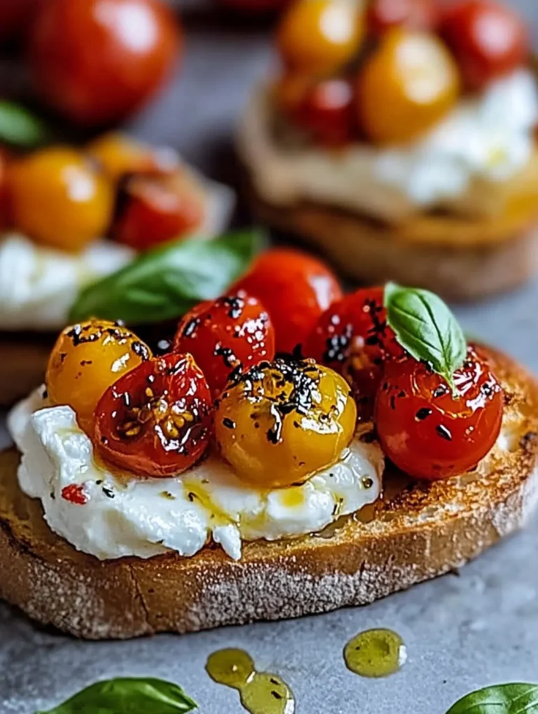 Knusprige Burrata-Bruschetta mit gerösteten Tomaten: Schnelles 30-Minuten-Rezept 73 Knusprige Burrata-Bruschetta mit gerösteten Tomaten: Schnelles 30-Minuten-Rezept