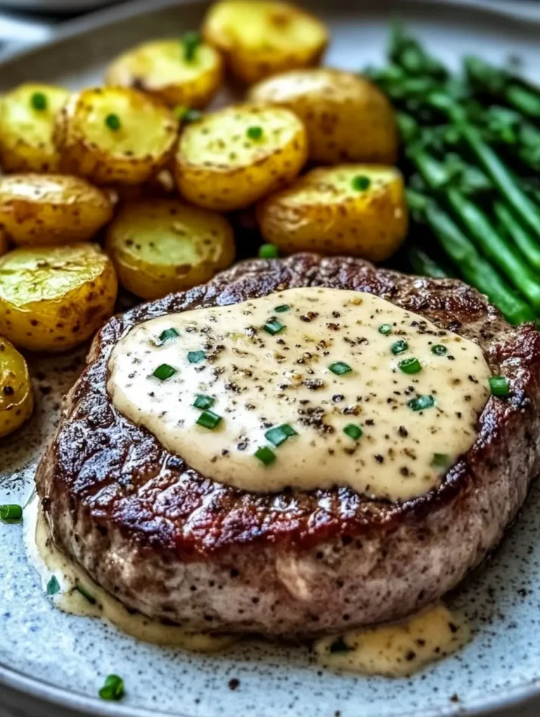 Knoblauch-Parmesan-Steak Rezept: Ribeye saftig braten mit Kartoffeln, Spargel & cremiger Sauce