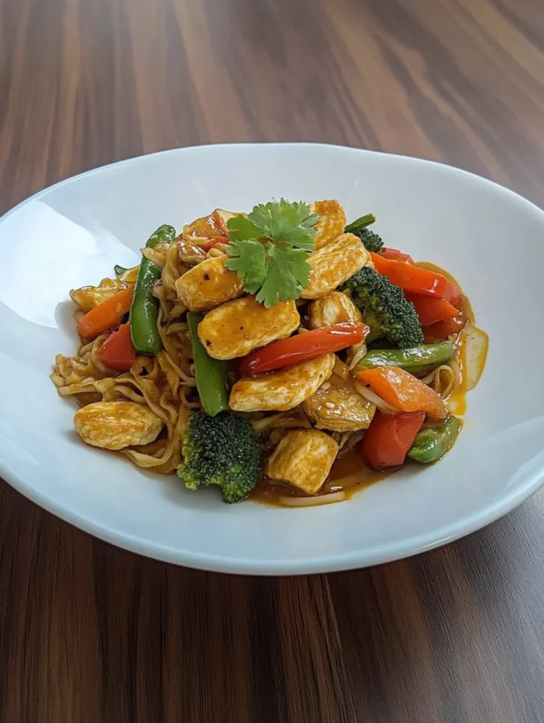 Einfaches Rezept: Schnelle Asiapfanne mit Puten, Eiernudeln & Gemüse in 35 Min.