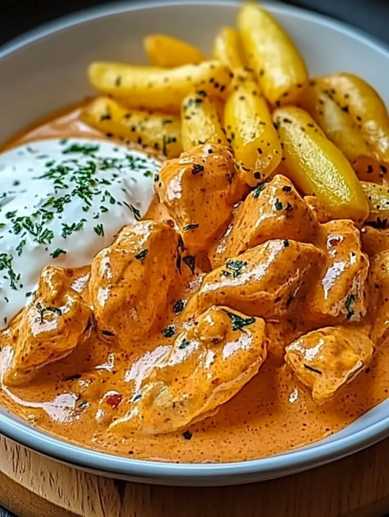 Butter Chicken mit Knoblauchsauce & Knusprigen Pommes: Einfaches & Schnelles Rezept für 4 Personen