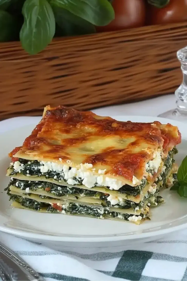 Spinat-Lasagne mit Feta & Tomaten: Einfaches, gesundes & köstliches vegetarisches Rezept