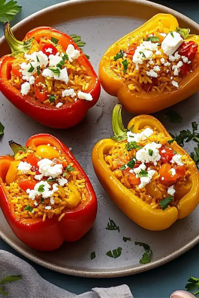 Gefüllte Paprika mit Reis & Feta Rezept: Einfach, Mediterran & Gesund