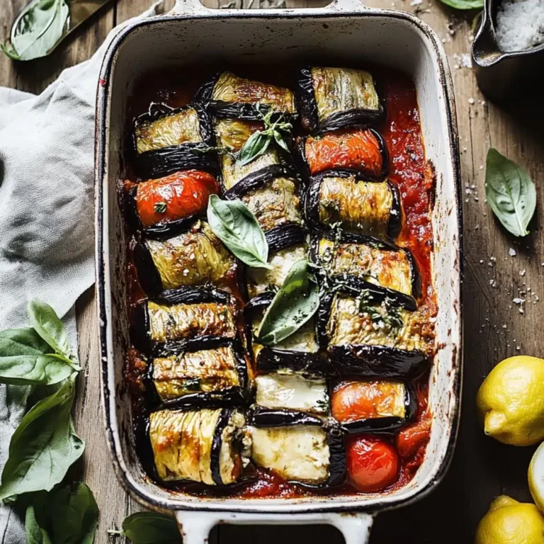 Gefüllte Auberginen-Involtini Rezept: Einfach, Gesund & Mediterran mit Ricotta & Tomatensauce