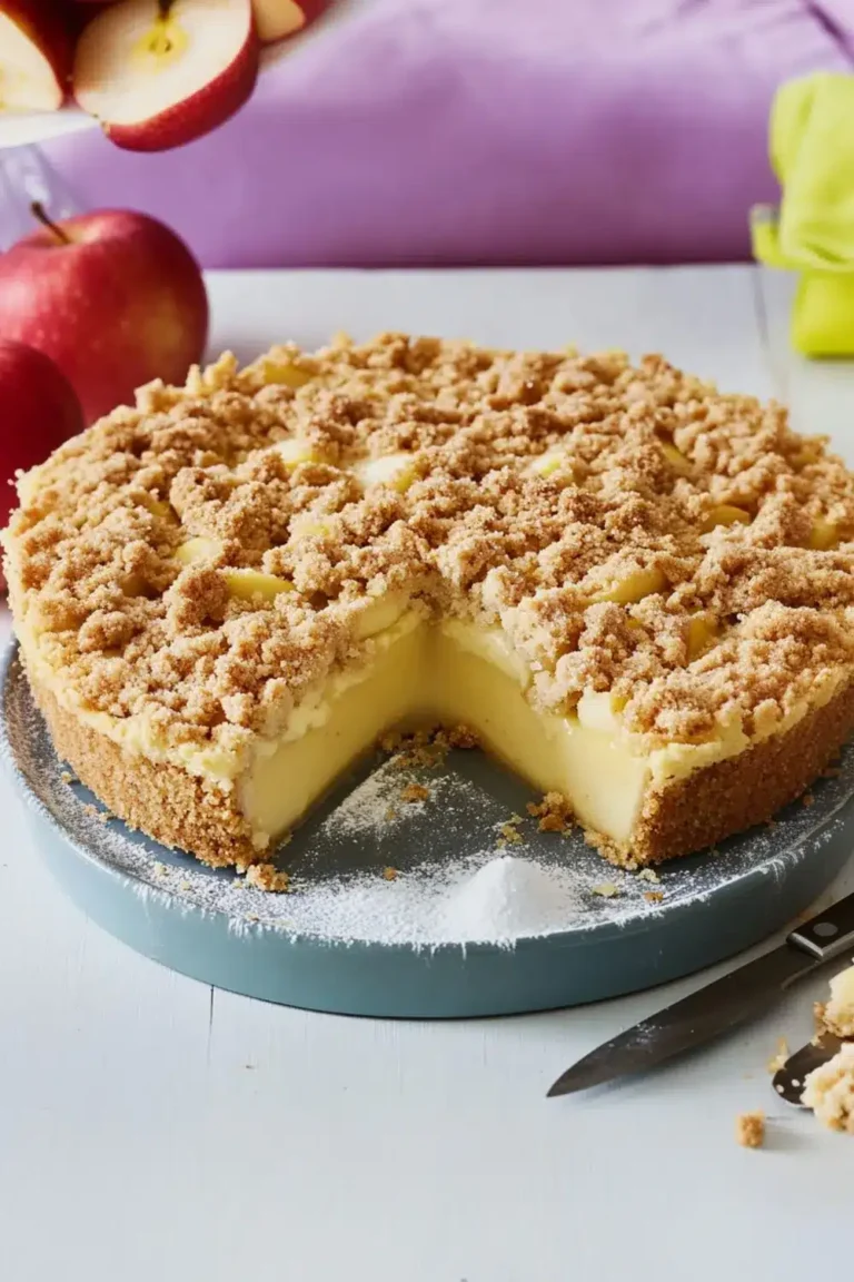 Apfelkuchen mit Vanillepudding & Streuseln: Saftig, cremig, knusprig | Rezept
