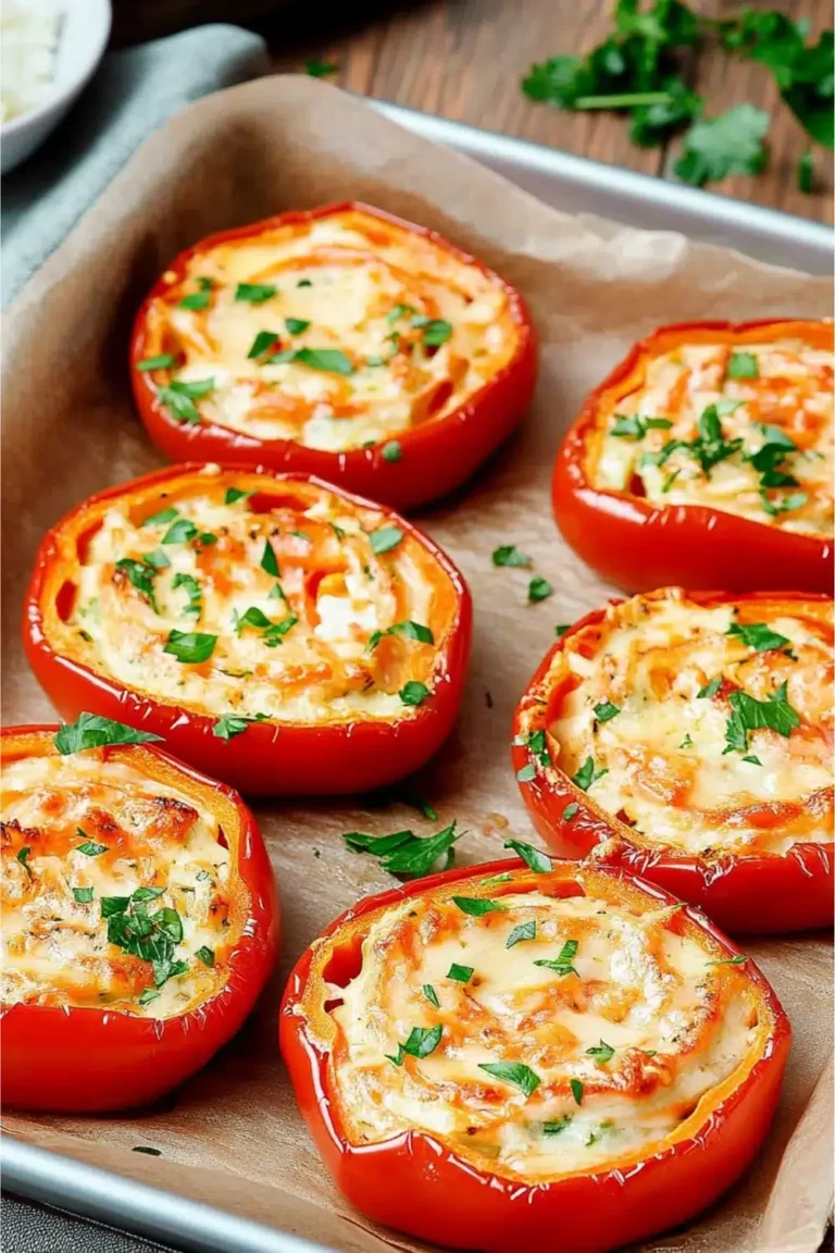 Gefüllte Paprikaringe: Einfaches & Vegetarisches Ofen-Rezept mit Käsefüllung für Snack & Vorspeise