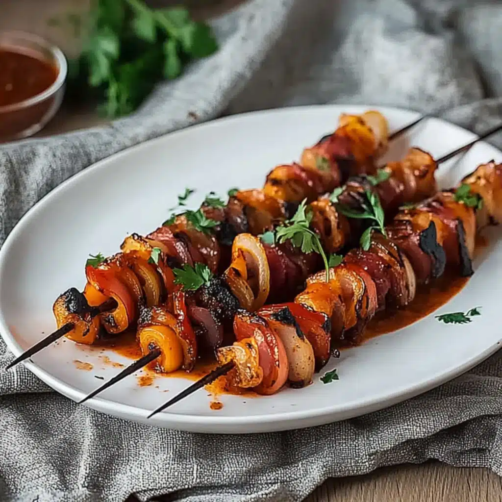 Schaschlik mit selbstgemachter Soße: Herzhaftes Schweinenacken Rezept