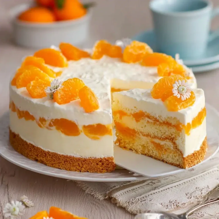 Mandarinen-Sahnetorte Rezept: Fruchtig-frisch, cremig & luftig mit Biskuitboden