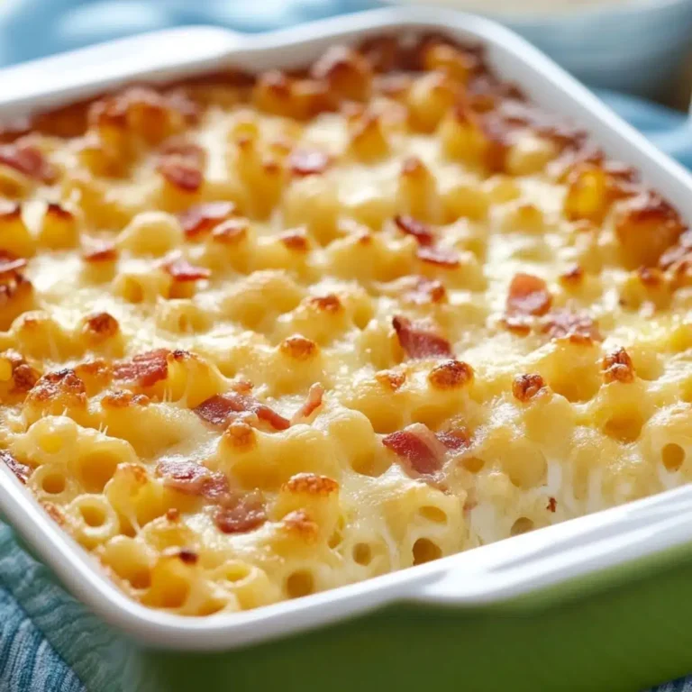 Cremiger Nudelauflauf mit knusprigem Speck & goldbraunem Käse: Schnelles Rezept für 6-8 Personen