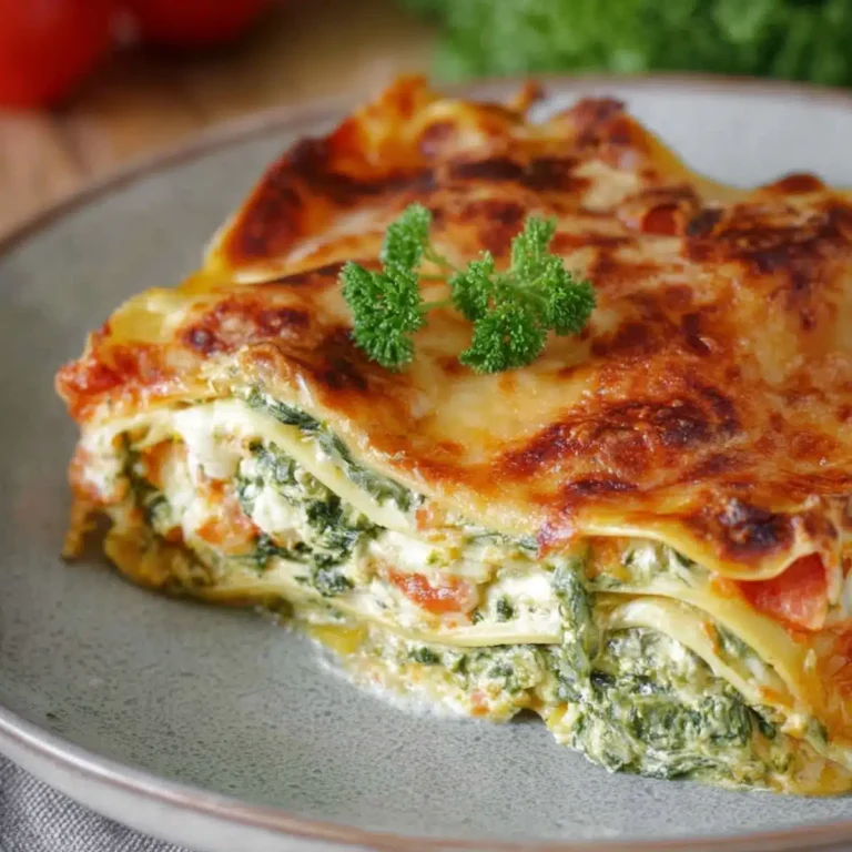 Spinatlasagne mit Feta & Tomaten: Einfaches, vegetarisches Rezept für cremigen Genuss