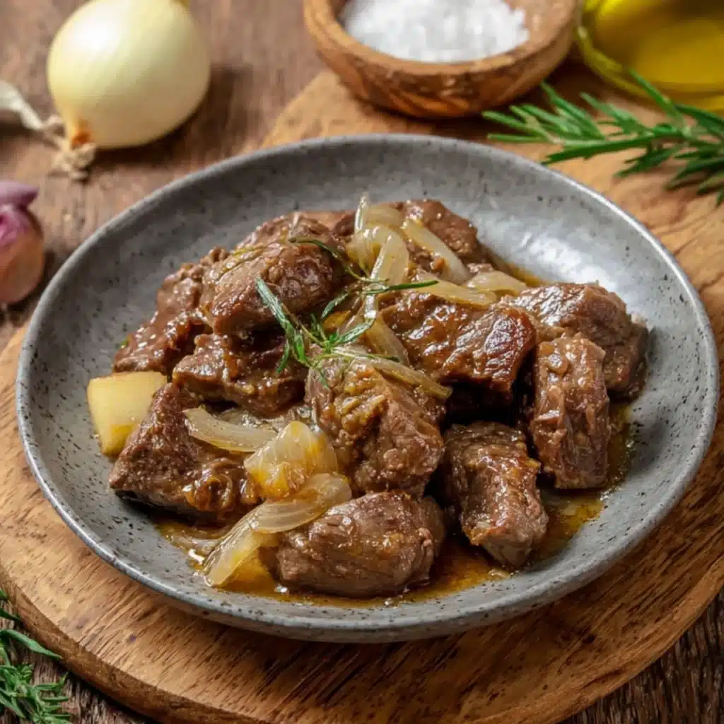 Gebratene Leber mit Zwiebeln und Äpfeln: Traditionelles Rezept für zart, einfach & schnell zubereitet