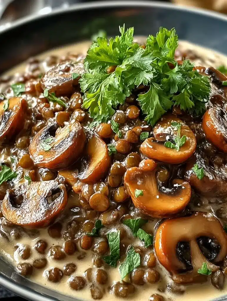 Veganes Linsen-Pilz-Stroganoff: Cremiges, schnelles & gesundes Rezept