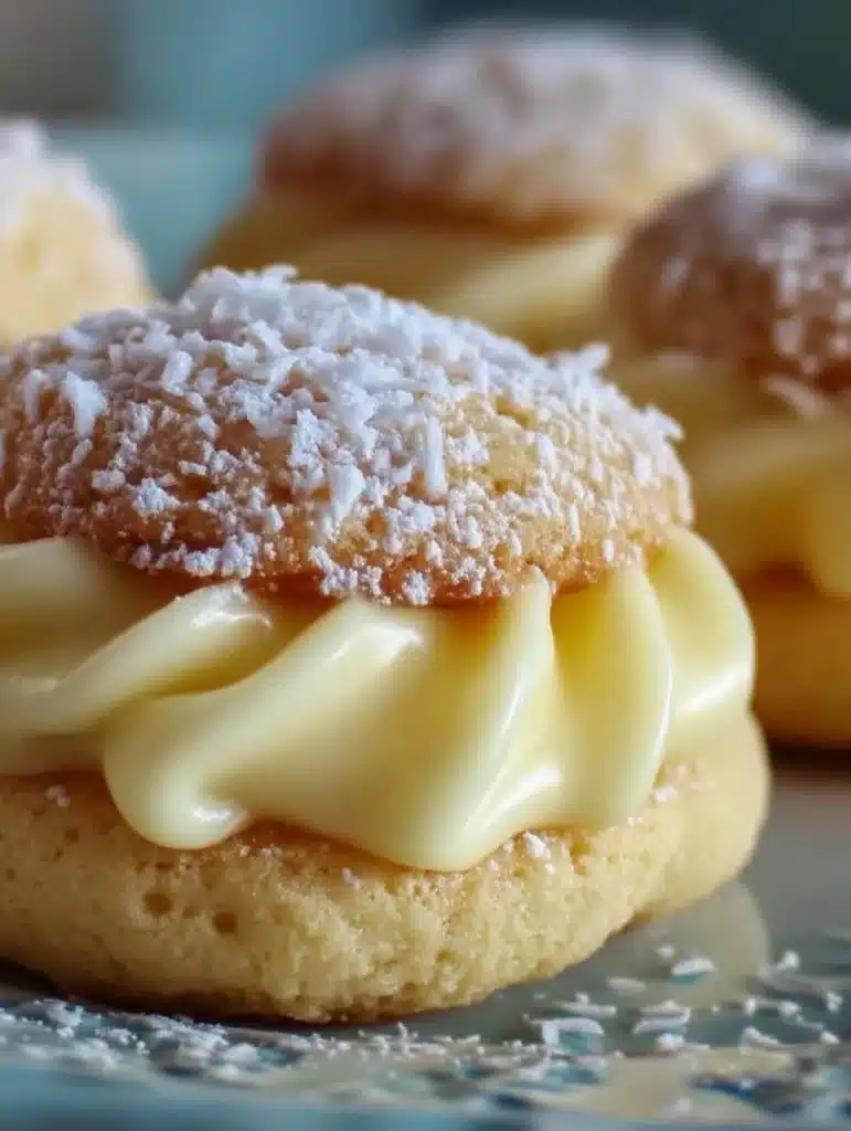 Kokosplätzchen mit weißer Schokoladenfüllung: Einfaches Rezept für zarte Kekse