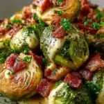 Gebackener Rosenkohl mit Speck & Hähnchen: Schnelles & einfaches Rezept mit Senfsauce 6 9