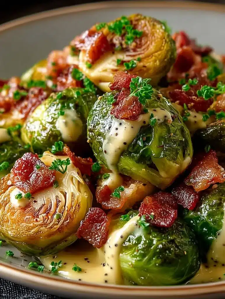 Gebackener Rosenkohl mit Speck & Senfsoße: Schnelles & Gesundes Rezept