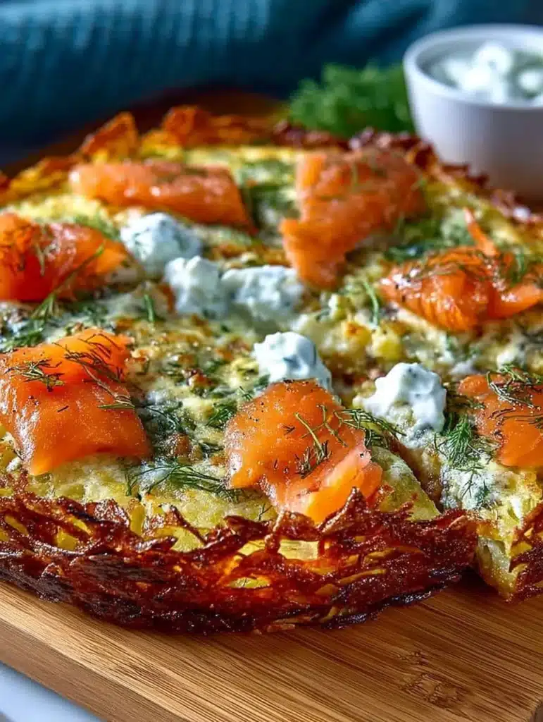 Kartoffelpizza mit Geräuchertem Lachs: Rezept für knusprigen Boden & cremigen Frischkäse