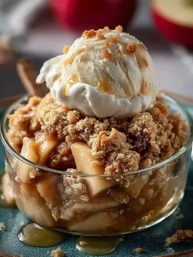 Bratapfel Crumble mit Vanilleeis: Der unwiderstehliche Dessert-Klassiker – einfach & schnell