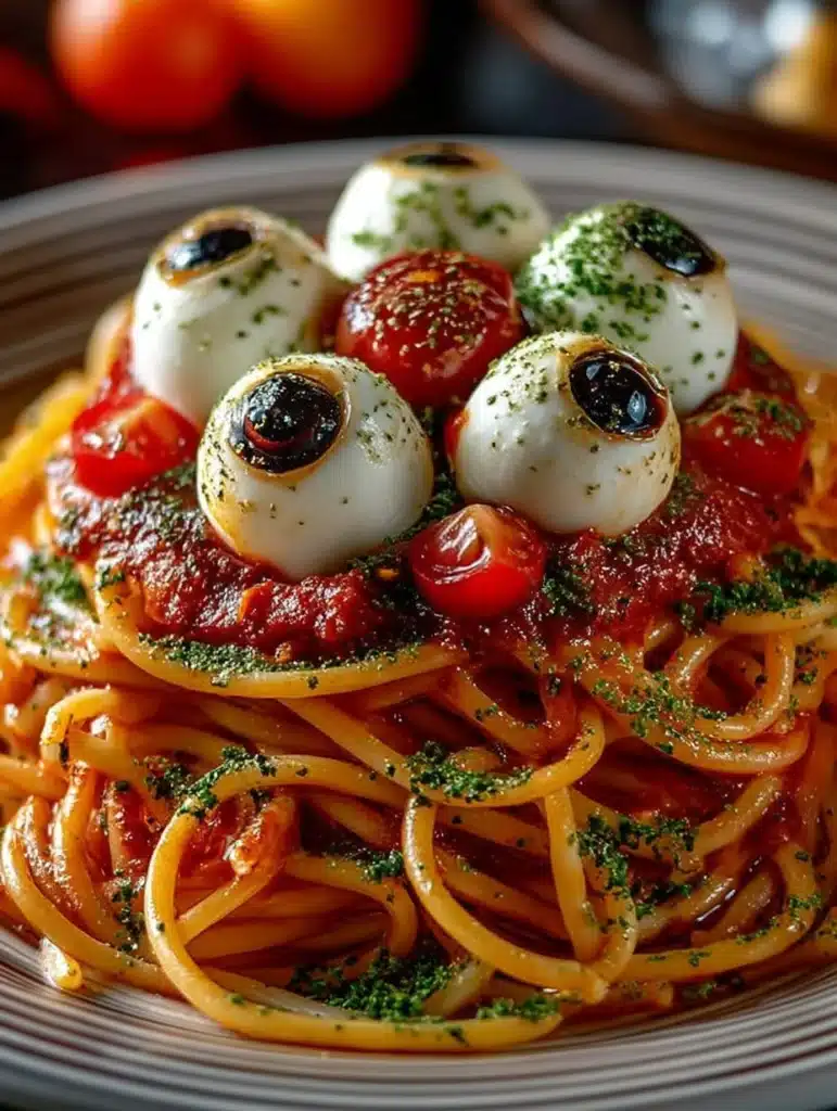 BLUTIGE SPAGHETTI MIT MOZZARELLA-AUGÄPFELN: Das Gruselige Halloween Rezept – Einfach & Schnell