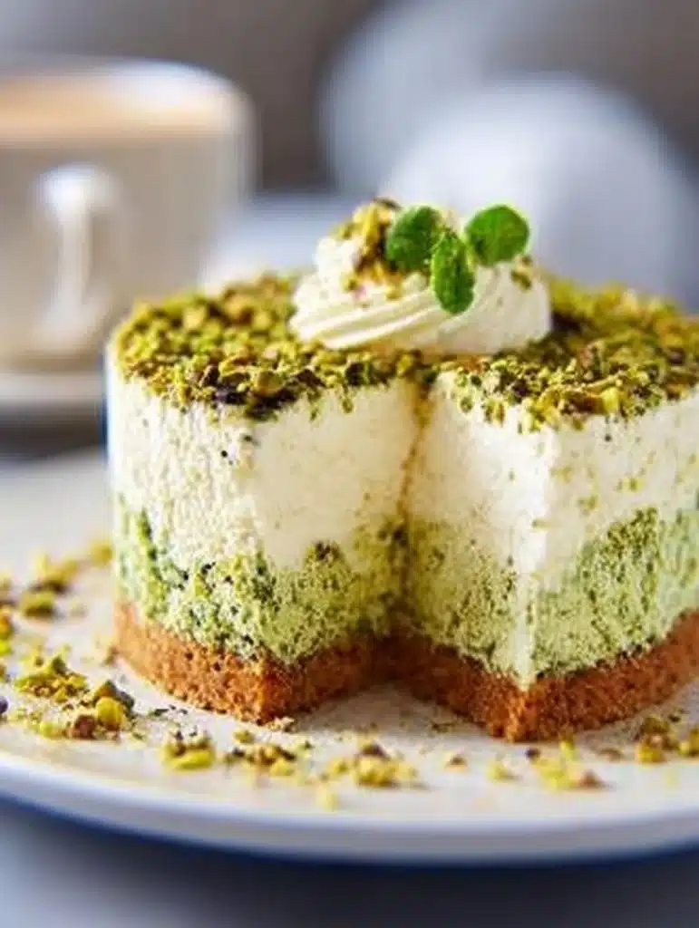 Leichter Low Carb Pistazien-Quarkkuchen ohne Backen: Einfaches No-Bake Rezept