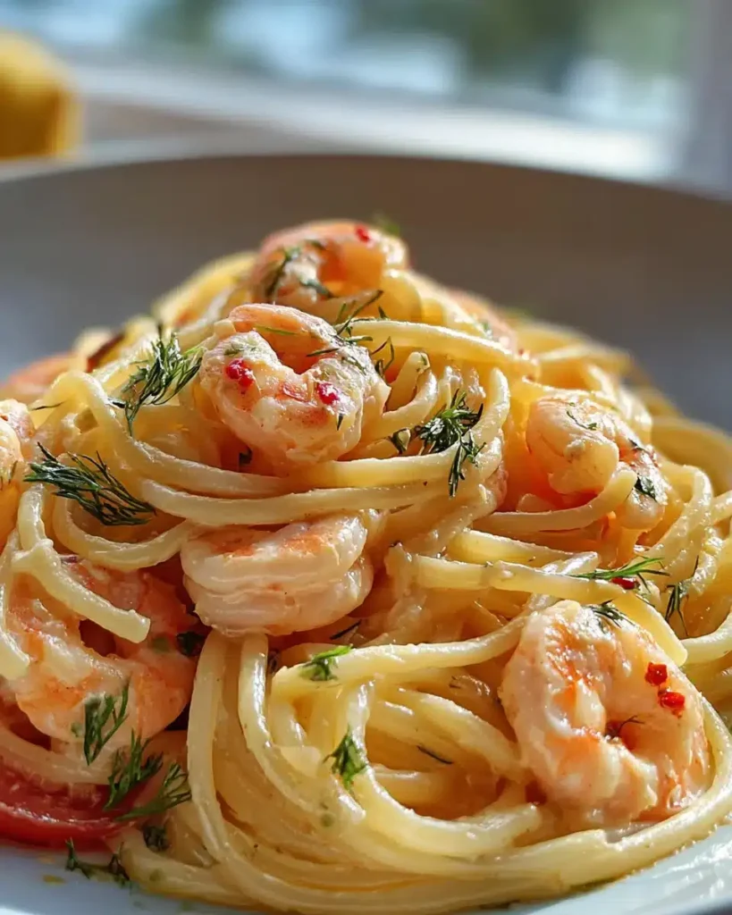 Spaghetti mit Garnelen in cremiger Frischkäsesauce: Schnelles & einfaches mediterranes Rezept