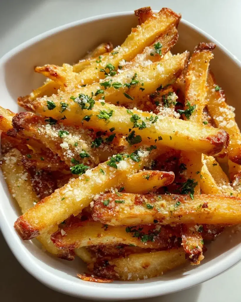 Rezept für Crispy Garlic Parmesan Fries: Knusprig, würzig & einfach im Ofen selber machen