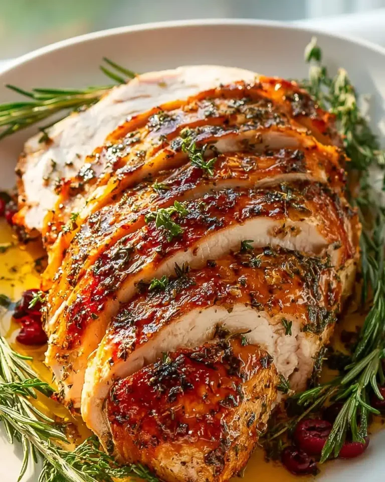 Saftige Geröstete Putenbrust mit Knoblauch-Kräuter-Butter Rezept für besondere Anlässe