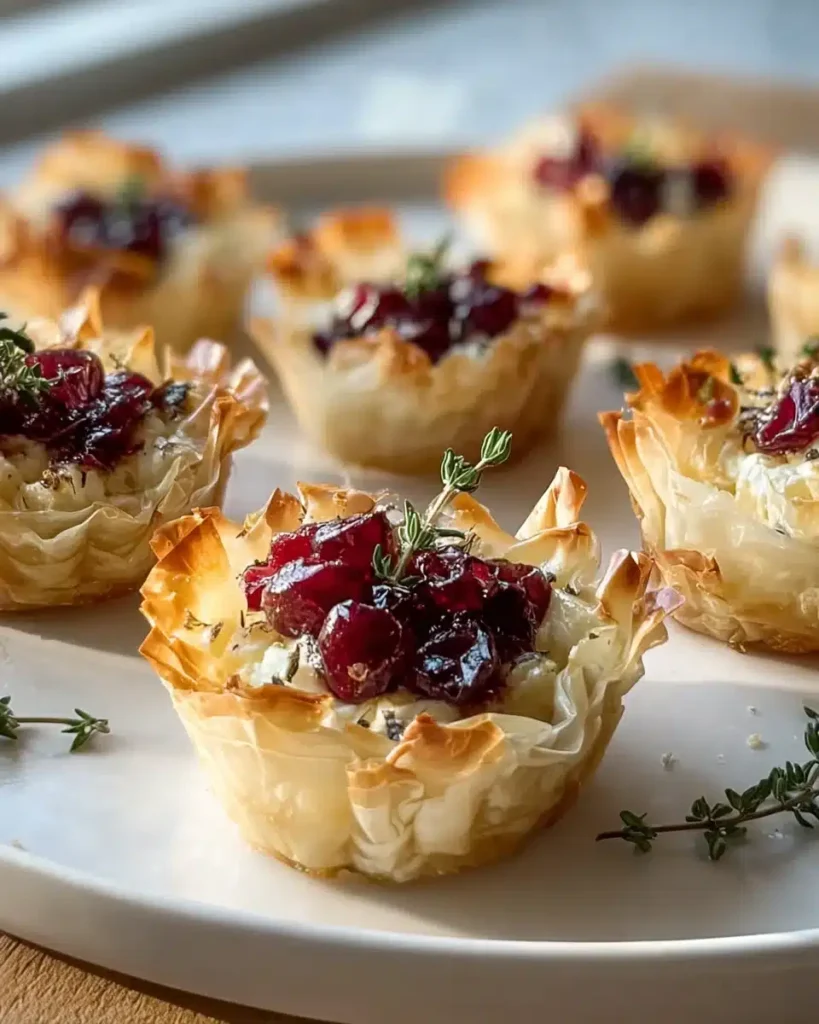 Cranberry Brie Thymian Phyllo Cups Rezept: Schnelle & festliche Vorspeise
