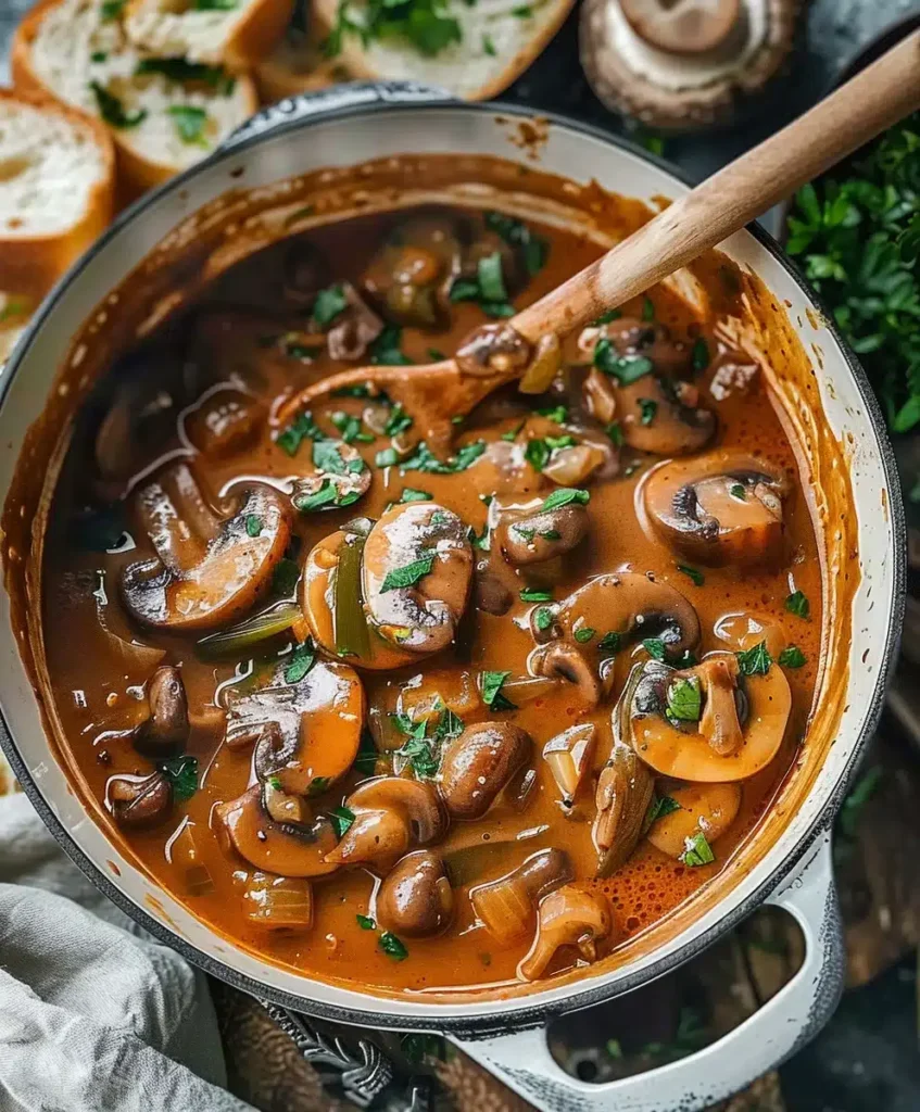 Veganes Lauch Pilz Gulasch Rezept: Cremiger, aromatischer Eintopf einfach zubereitet