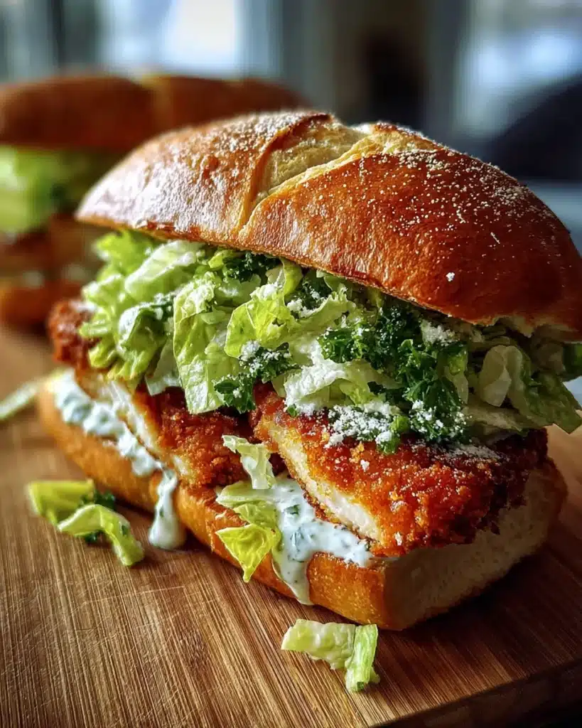 Knuspriges Chicken Caesar Sandwich Rezept: Zartes Hähnchen & Cremiges Dressing
