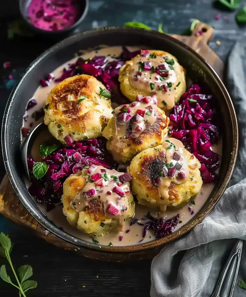 Brezenknödel mit Fruchtigem Rotkohl & Rinderspeck-Sahnesauce | Bayerisches Rezept
