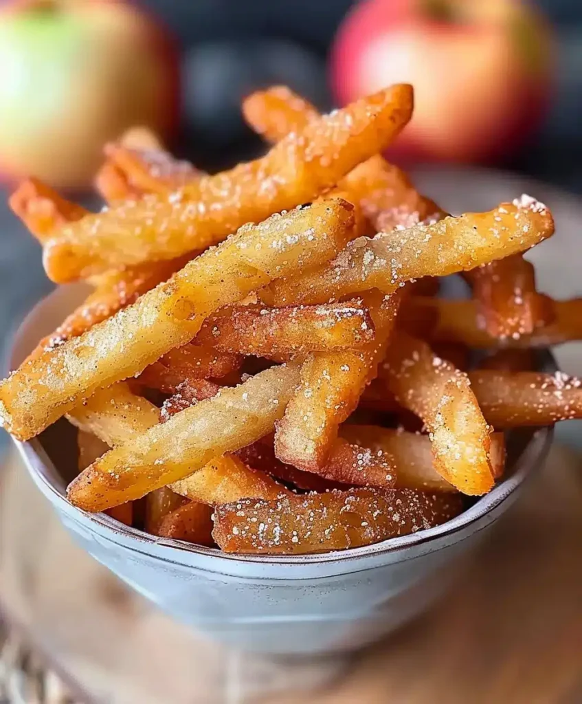 Knusprige Apfel Pommes aus der Heißluftfritteuse | Gesundes Airfryer Rezept