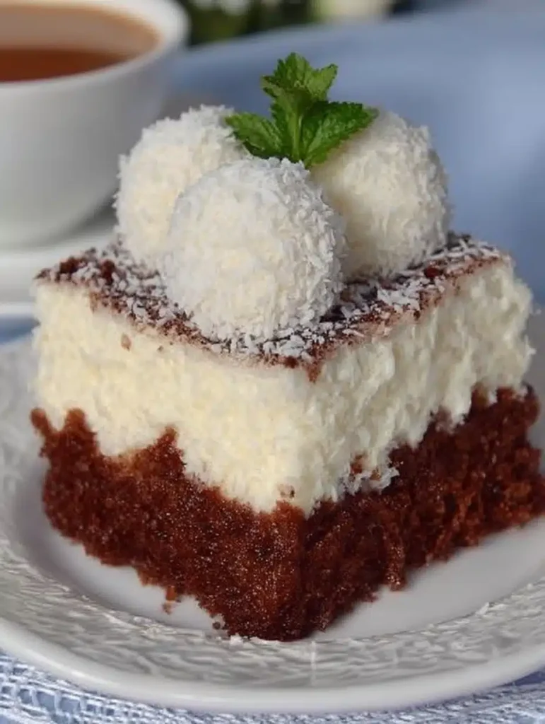 Raffaello-Schnitten Rezept: Cremige Kokos-Tiramisu-Schnitten ohne Backen