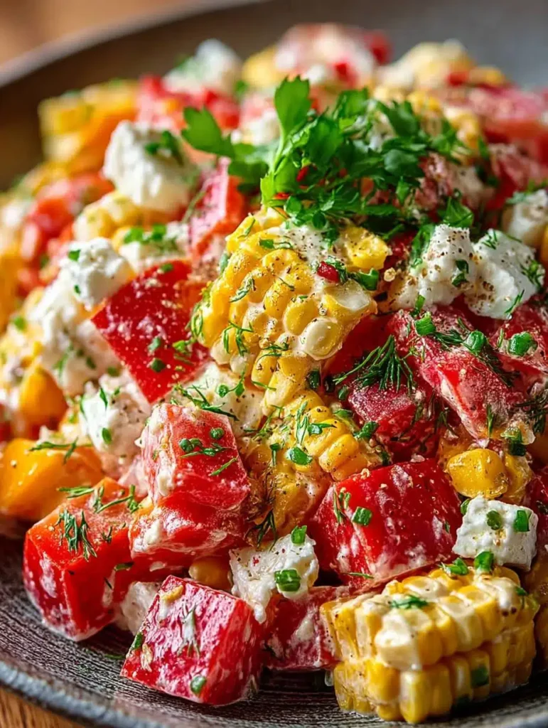 Paprika-Mais-Salat mit Feta: Schnelles, frisches & einfaches Rezept