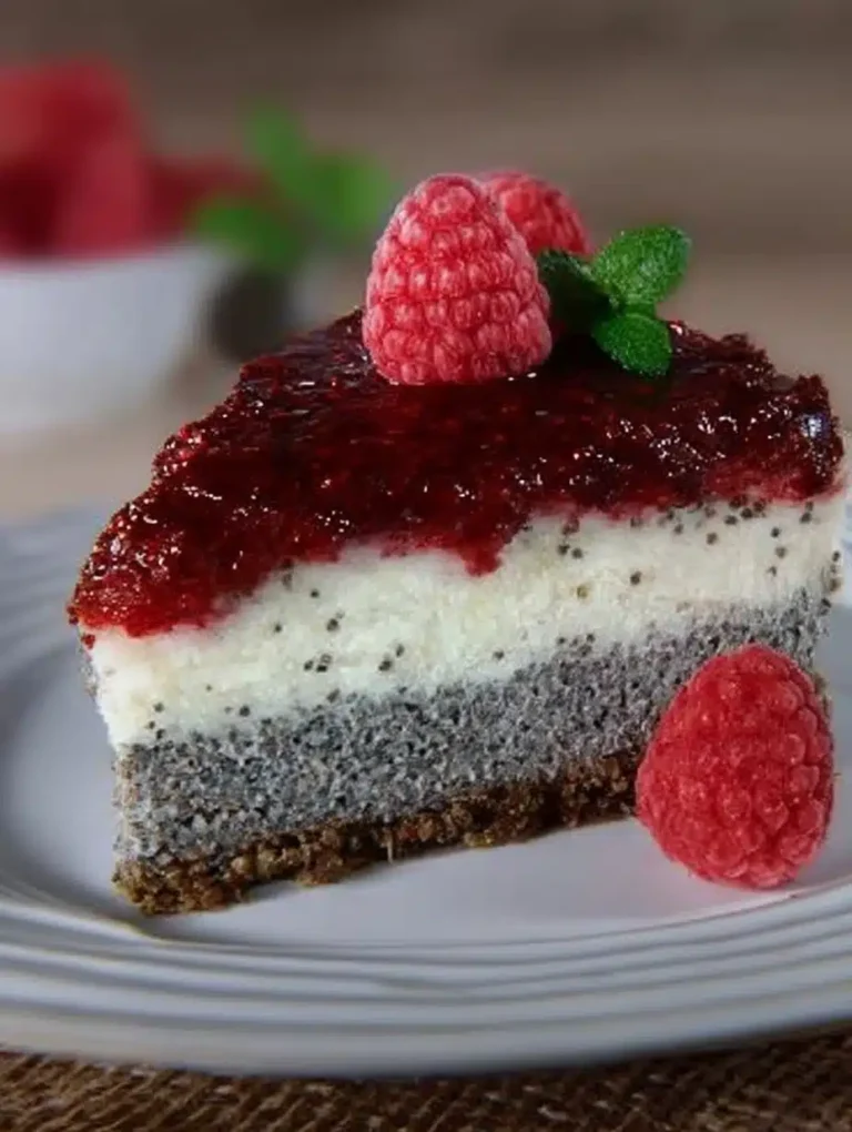 Low Carb Mohn Quark Torte mit Himbeer Topping: Einfach, schnell & zuckerfrei genießen