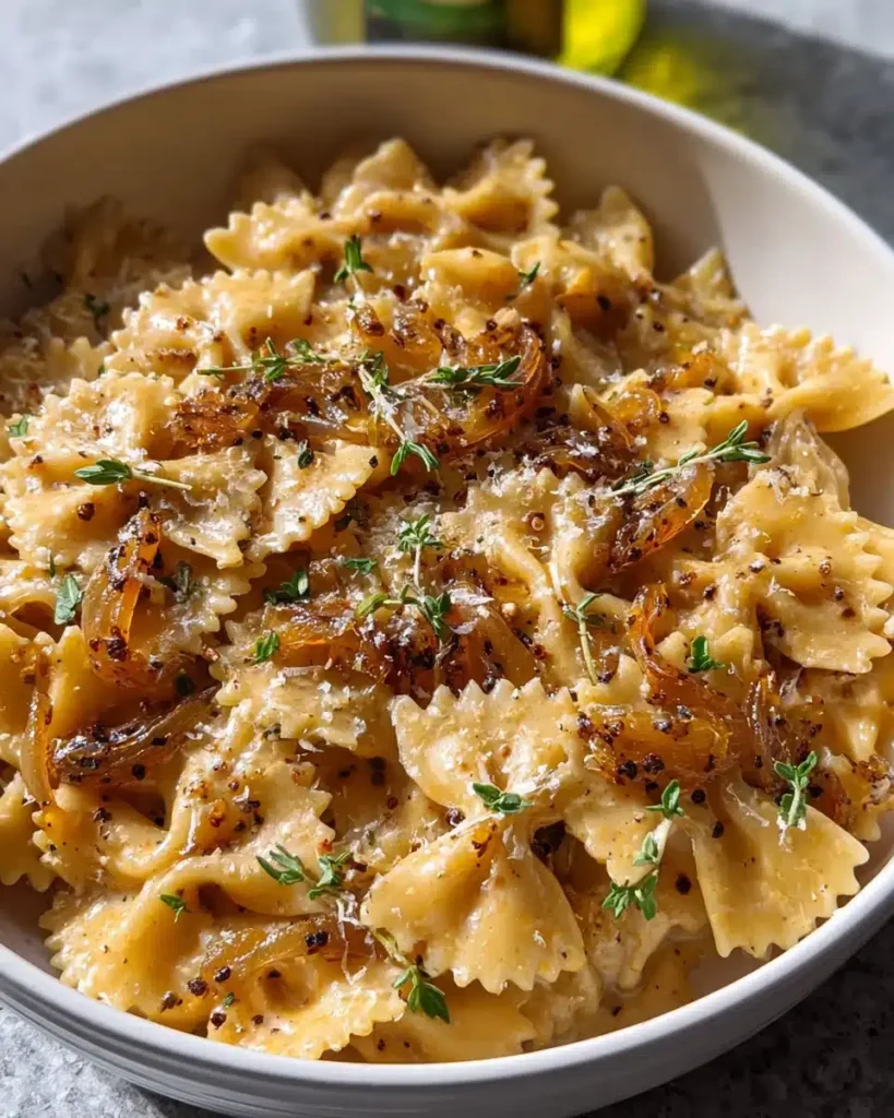 Cremige One Pot Onion Pasta für ein schnelles Abendessen