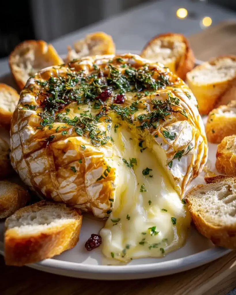Savory Baked Brie with Garlic & Herbs – A Must-Try Delight!