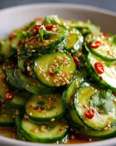 Asiatischer Gurkensalat Mit Chili Sesam Ein Unglaublich Erfrischender Genuss Fur Heise Sommertage