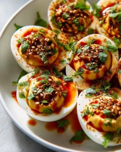 Pikante gefüllte Eier mit Chili und Knoblauch – eine gewagte Variante eines Klassikers