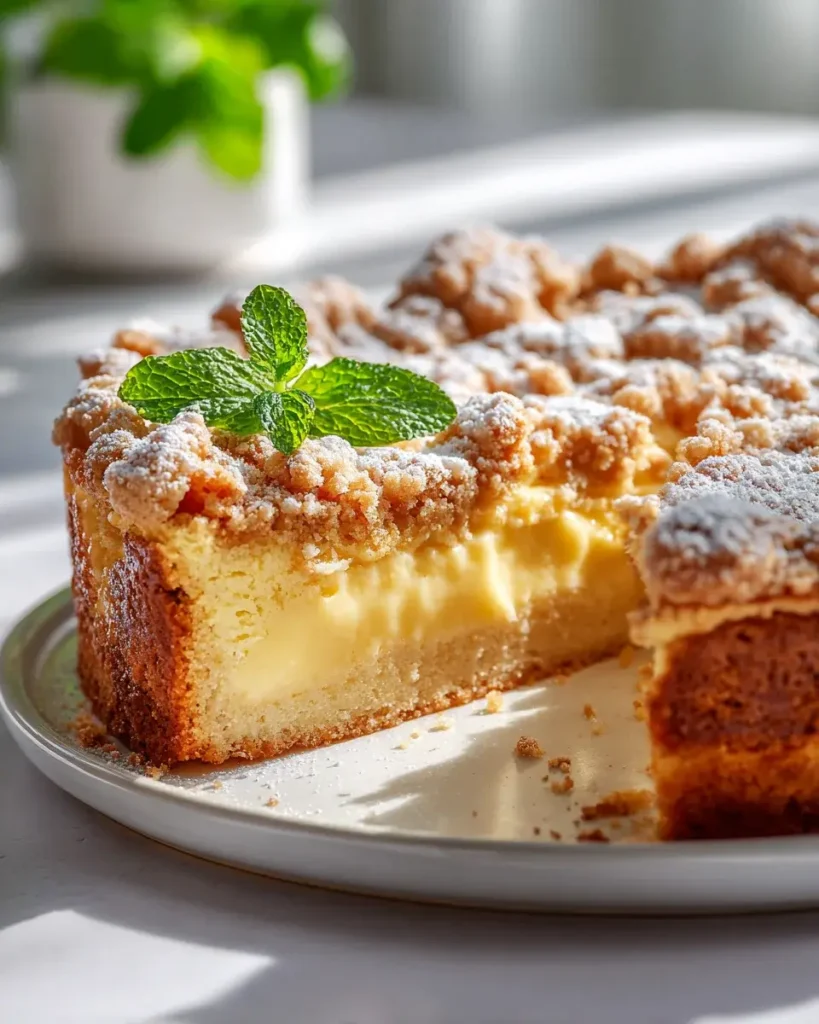 Himmlischer Blaunon-alcoholic beer Streuselkuchen mit Puddingkern