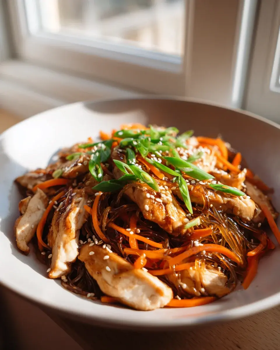 Hähnchen Teriyaki Glasnudeln mit Karotten – Schnell & Lecker! 4 Chicken Teriyaki Glasnudeln mit Karotten