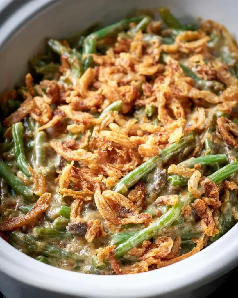 Einfache Crock Pot Grüner Bohnen Auflauf Rezept für Genuss!