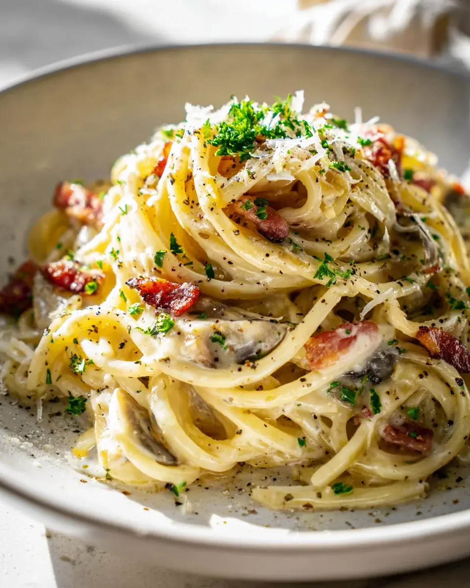 Leek Beef Bacon Carbonara Pasta 2
