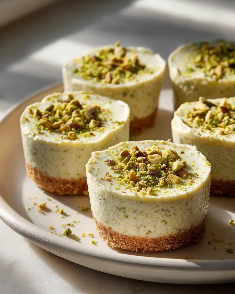Mini Pistazien Cheesecakes: Lecker & einfach aus der Muffinform 2 Mini Pistachio Cheesecakes In A Muffin Pan