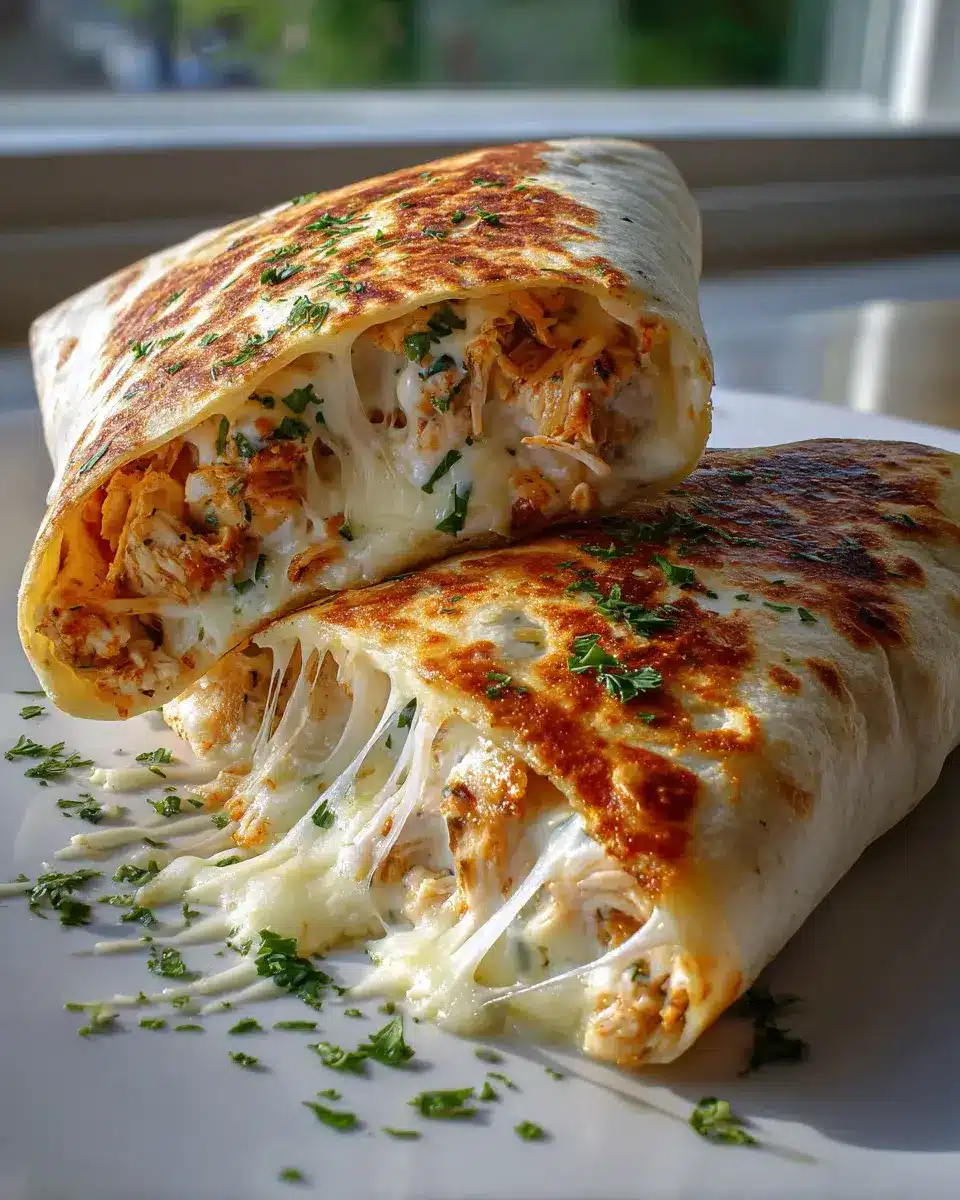 Zartschmelzende Käse-Knoblauch Hähnchen-Wraps Rezept 2 Ooey Gooey Cheesy Garlic Chicken Wraps