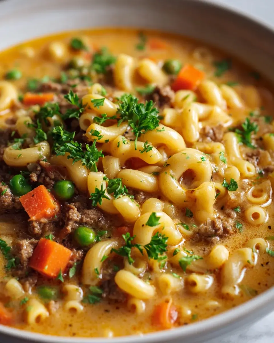 Deftige Schongarer Hackfleisch-Makkaroni Suppe Rezept 4 Slow Cooker Beef Hamburg Macaroni Soup