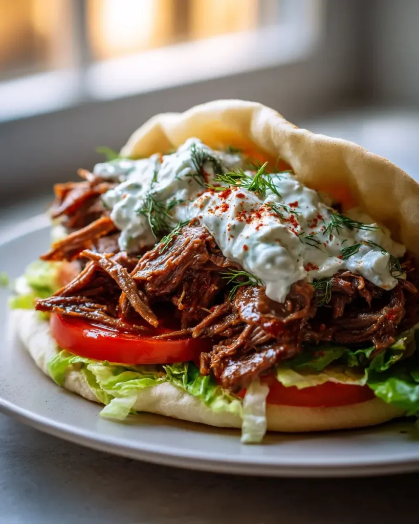Schongarer Rindfleisch Gyros Sandwiches mit Tzatziki