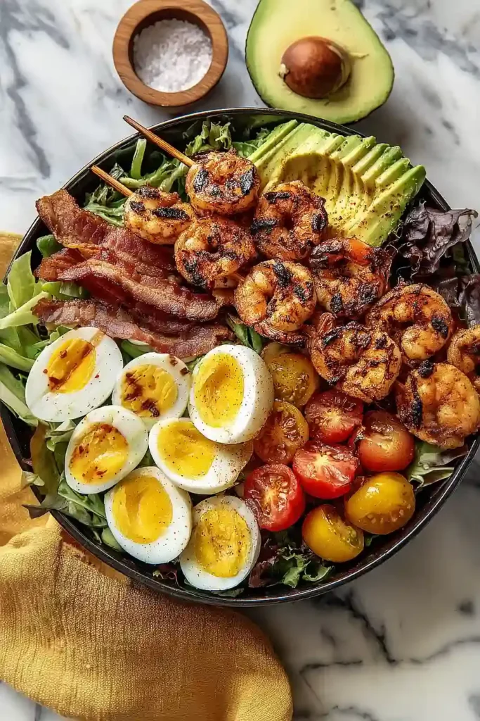 Gegrillter Cobb Salat mit Garnelen